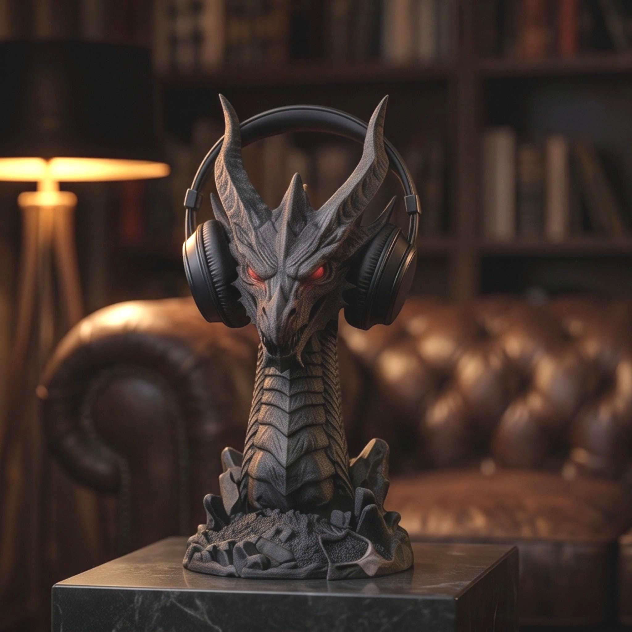 Dragon Headset Holder – Gothic 3D Printed Gaming Desk Stand