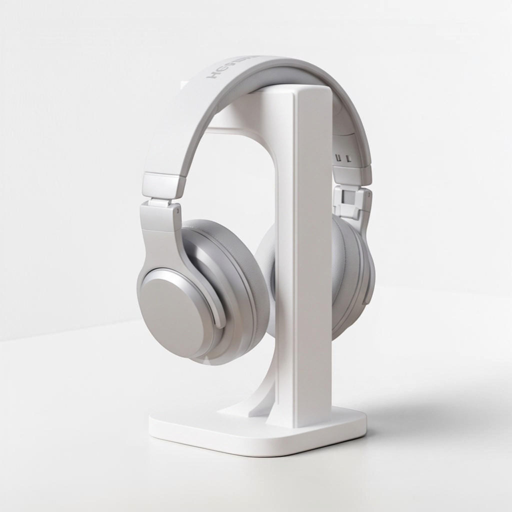 White Gaming Headset Stand – Minimalist 3D Printed Desk Organizer
