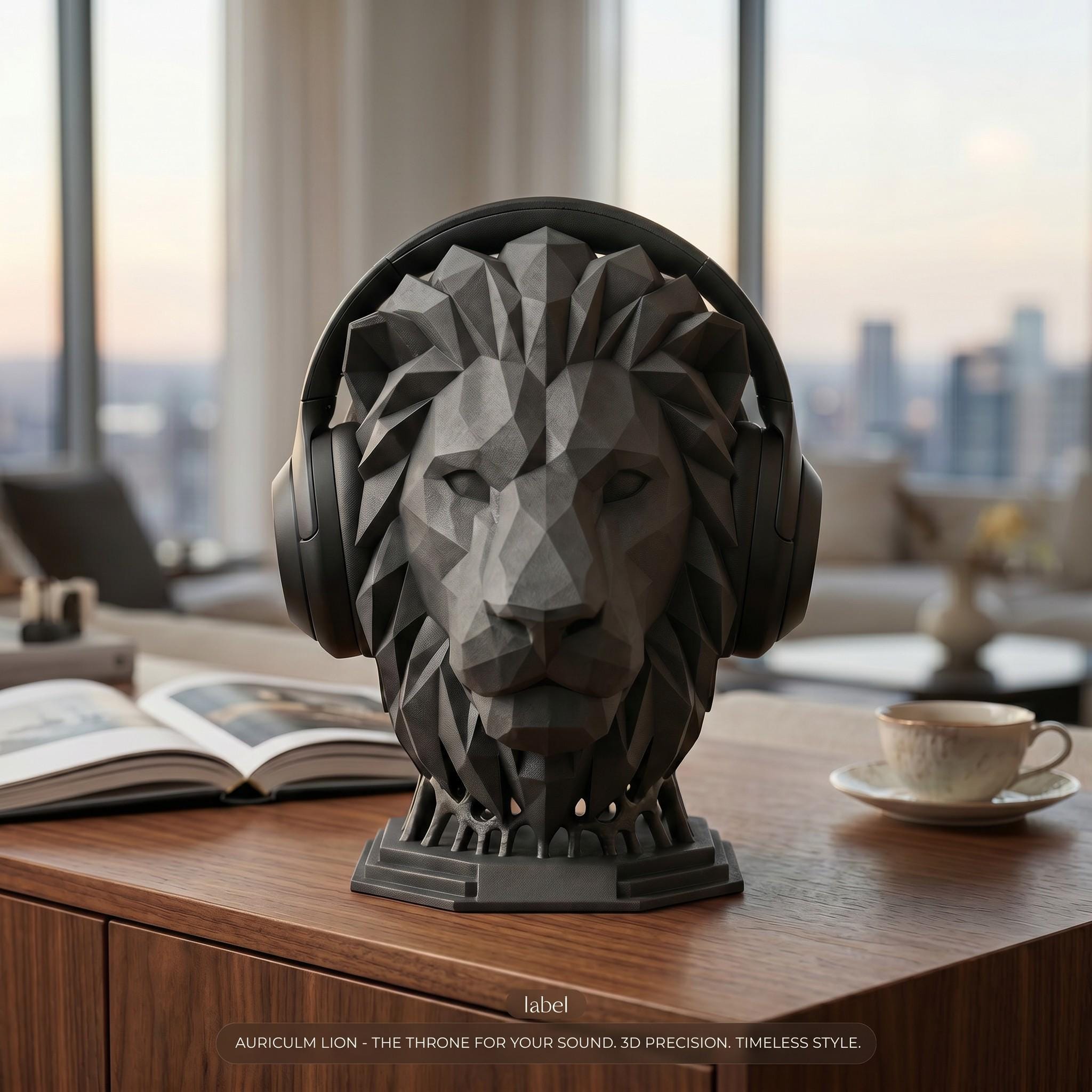Majestic Lion Headphone Stand – 3D Printed Bold Gaming Desk Art