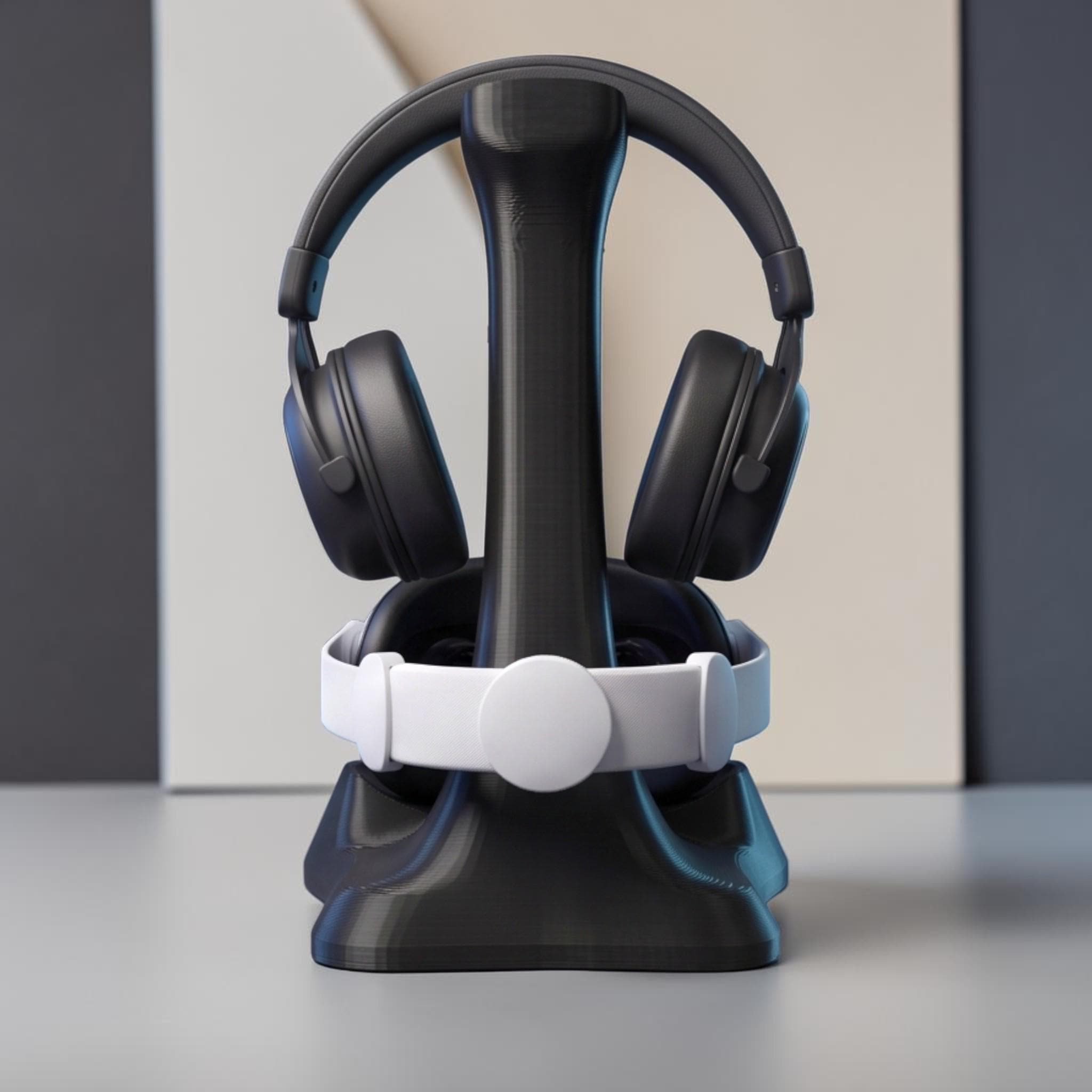 VR & Headphone Dual Stand – 3D Printed Gaming Gear Organizer