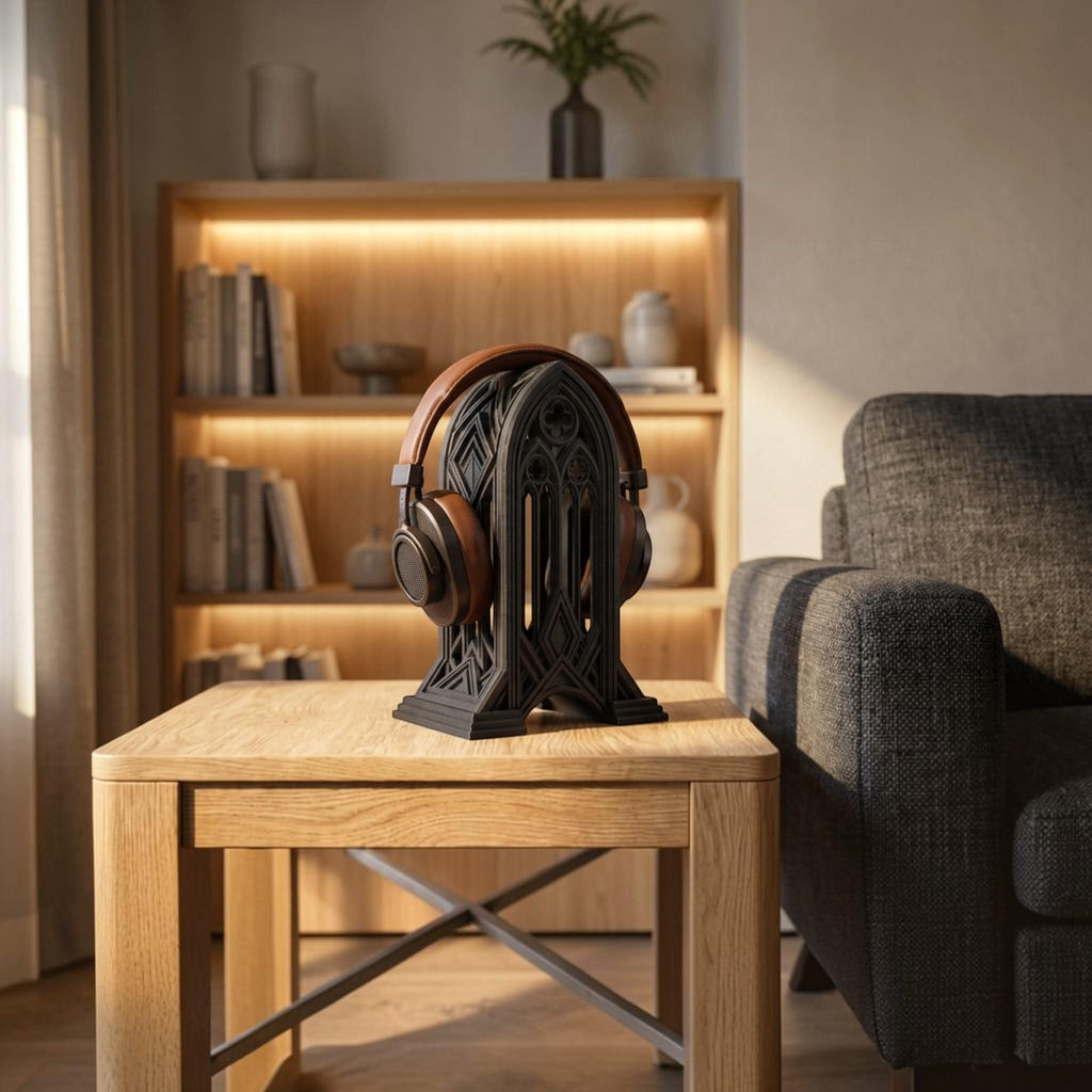 Gothic Cathedral Headphone Stand – 3D Printed Gaming Desk Decor