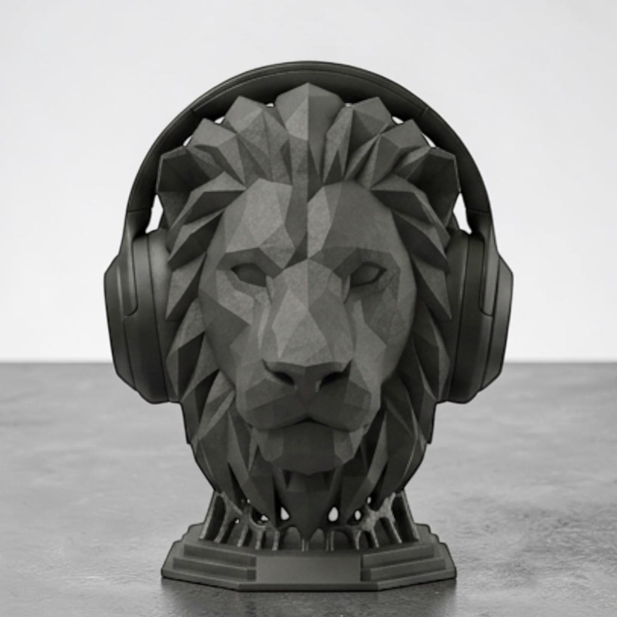 Majestic Lion Headphone Stand – 3D Printed Bold Gaming Desk Art
