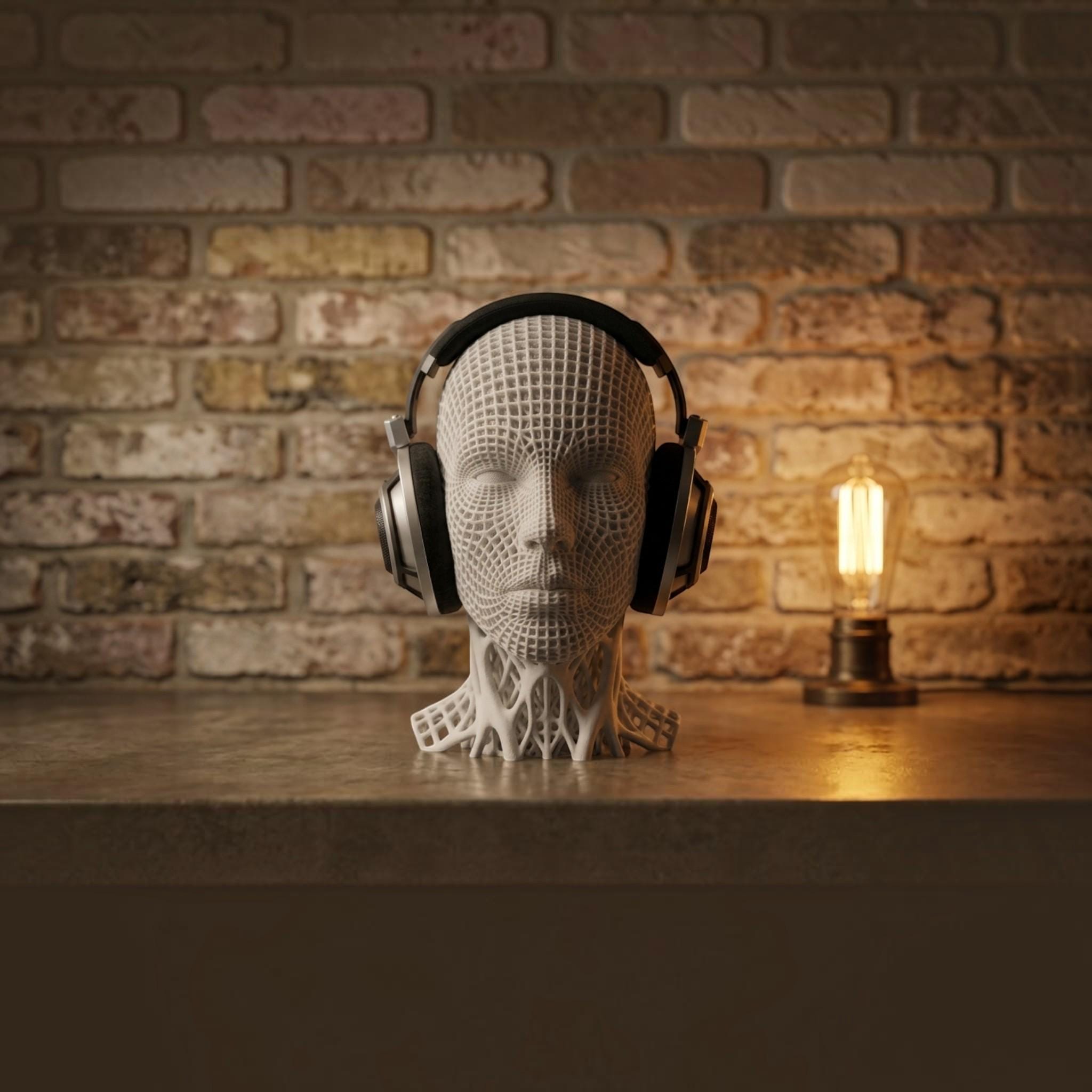 Voronoi Headphone Stand – Geometric 3D Printed Audiophile Desk Decor