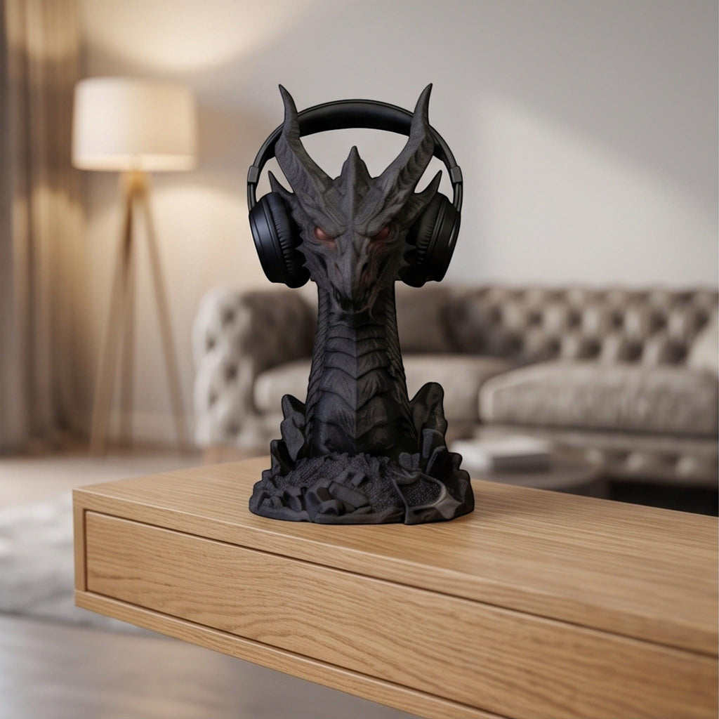 Dragon Headset Holder – Gothic 3D Printed Gaming Desk Stand