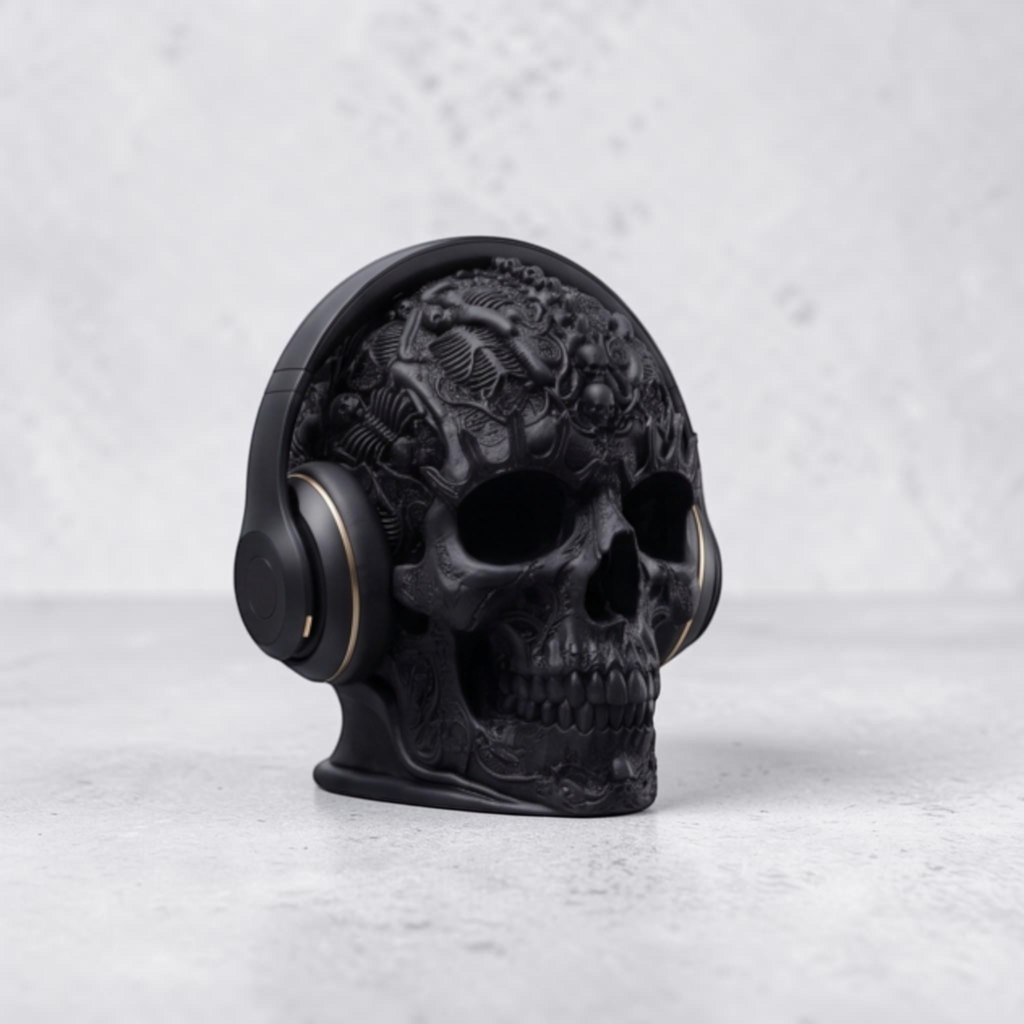 Gothic Skull Headphone Stand – Dark Academia Desk Decor