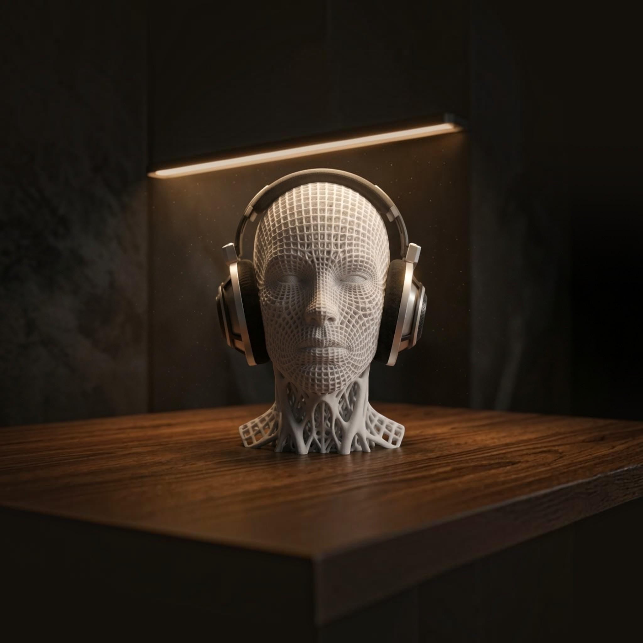 Voronoi Headphone Stand – Geometric 3D Printed Audiophile Desk Decor