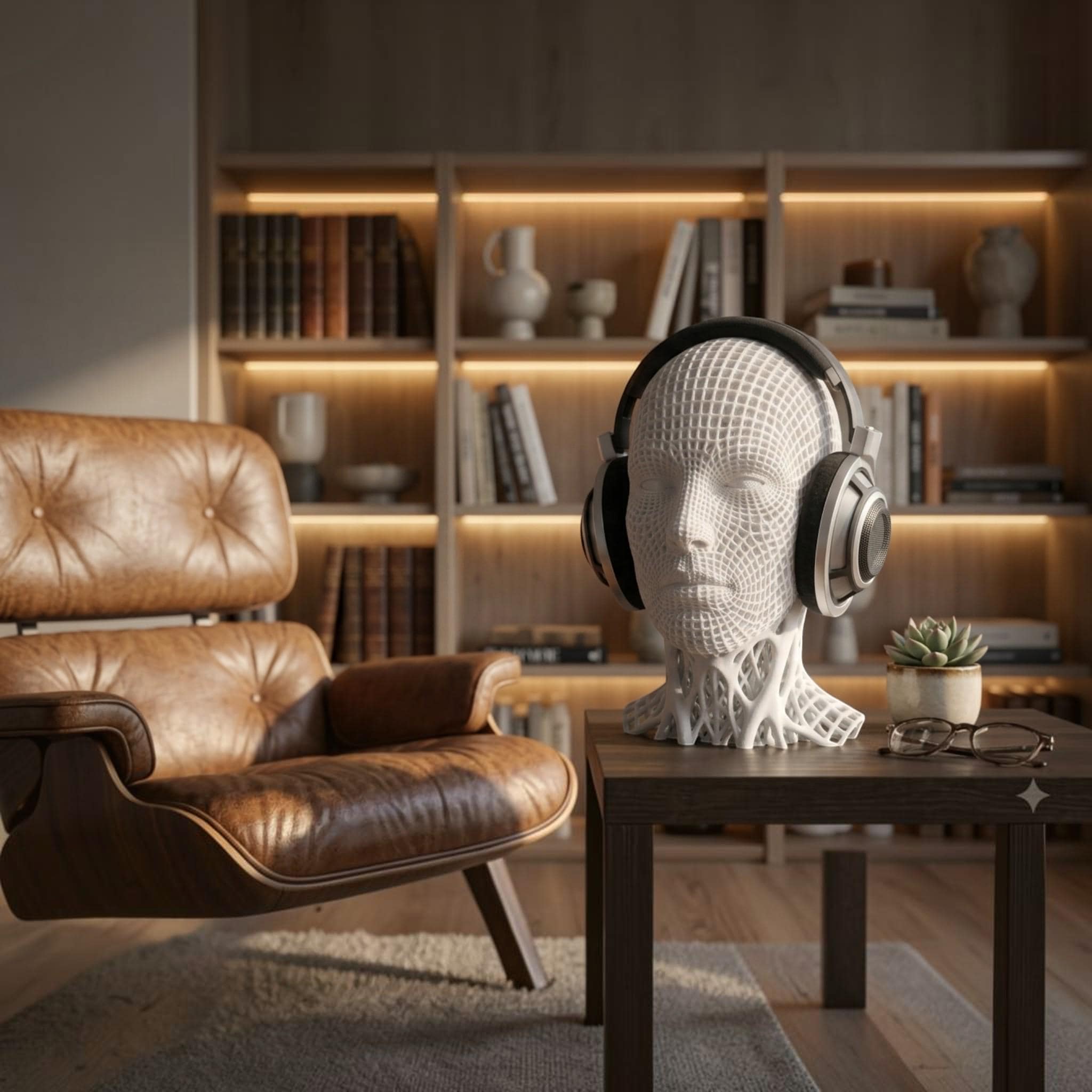 Voronoi Headphone Stand – Geometric 3D Printed Audiophile Desk Decor