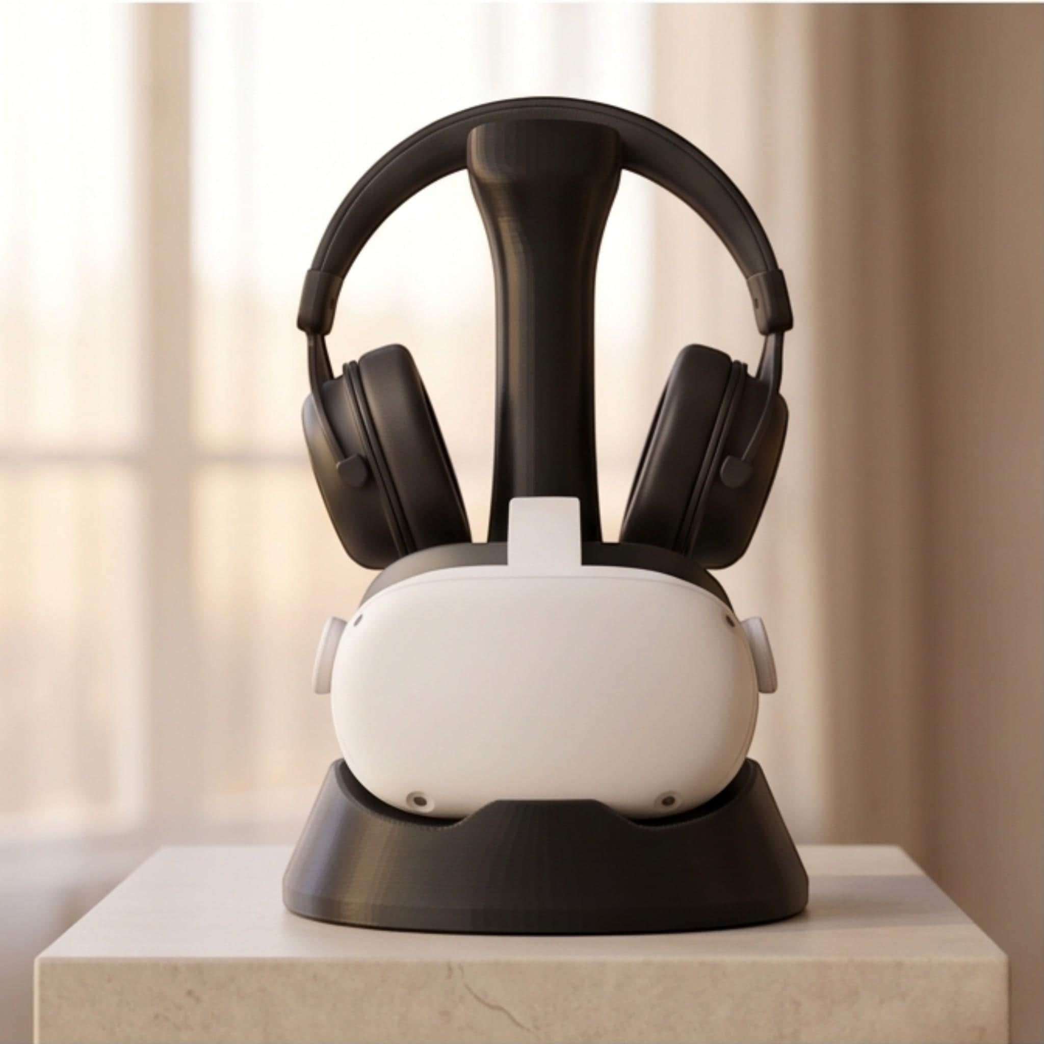 VR & Headphone Dual Stand – 3D Printed Gaming Gear Organizer