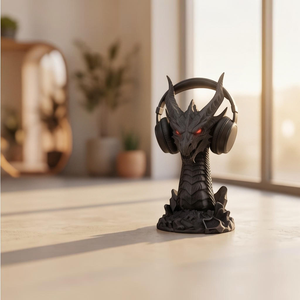 Dragon Headset Holder – Gothic 3D Printed Gaming Desk Stand