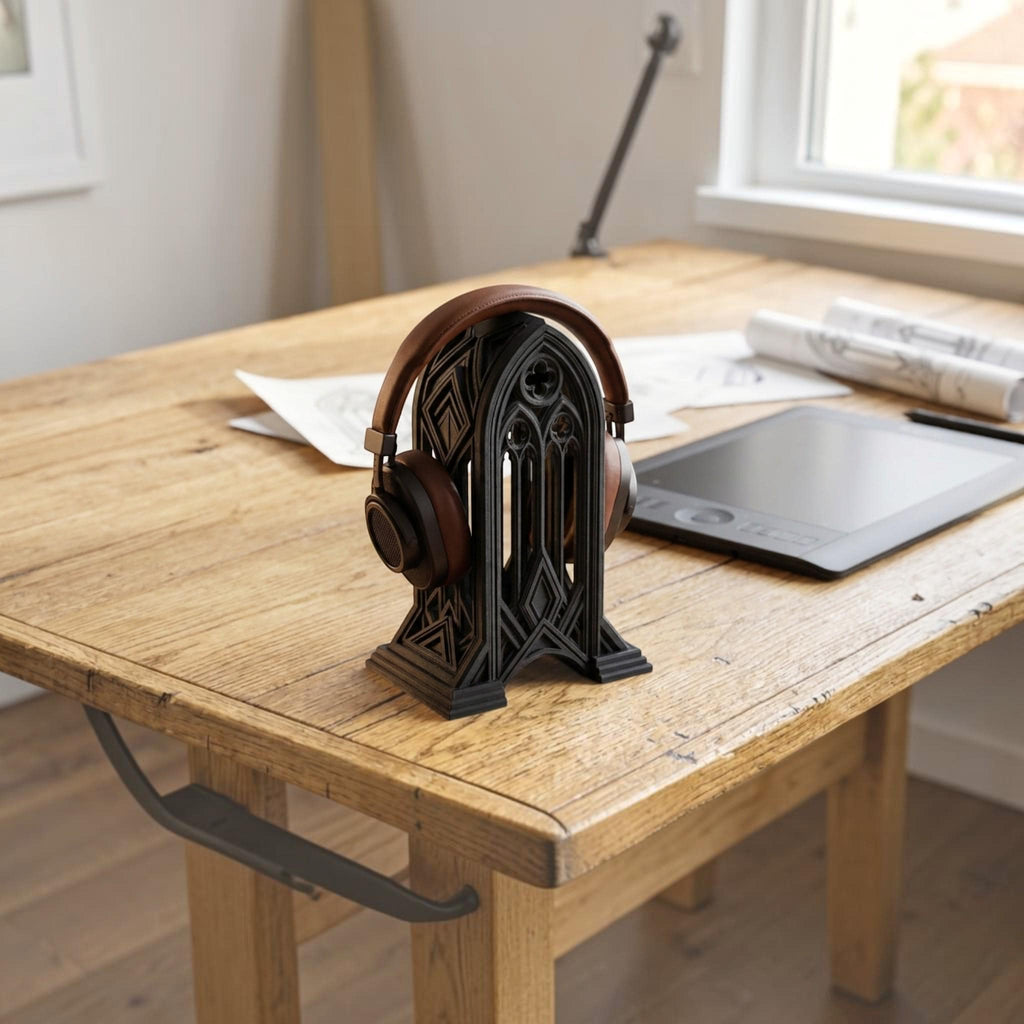 Gothic Cathedral Headphone Stand – 3D Printed Gaming Desk Decor