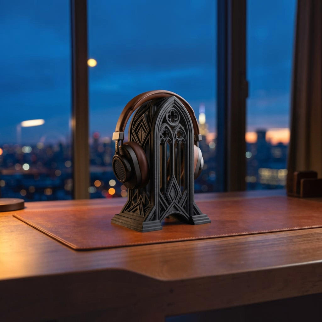 Gothic Cathedral Headphone Stand – 3D Printed Gaming Desk Decor