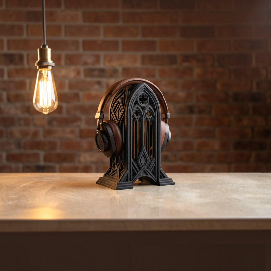 Gothic Cathedral Headphone Stand – 3D Printed Gaming Desk Decor
