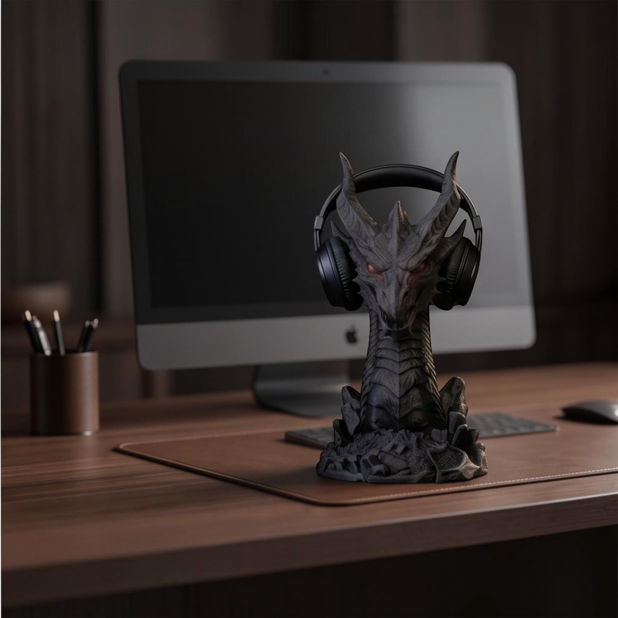 Dragon Headset Holder – Gothic 3D Printed Gaming Desk Stand