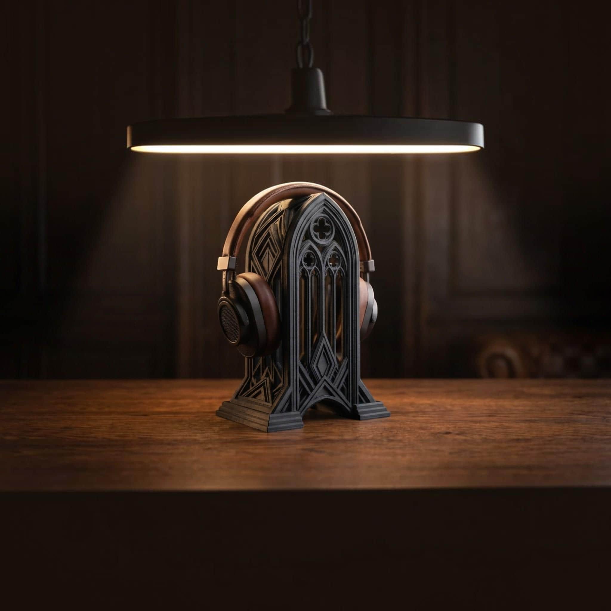Gothic Cathedral Headphone Stand – 3D Printed Gaming Desk Decor
