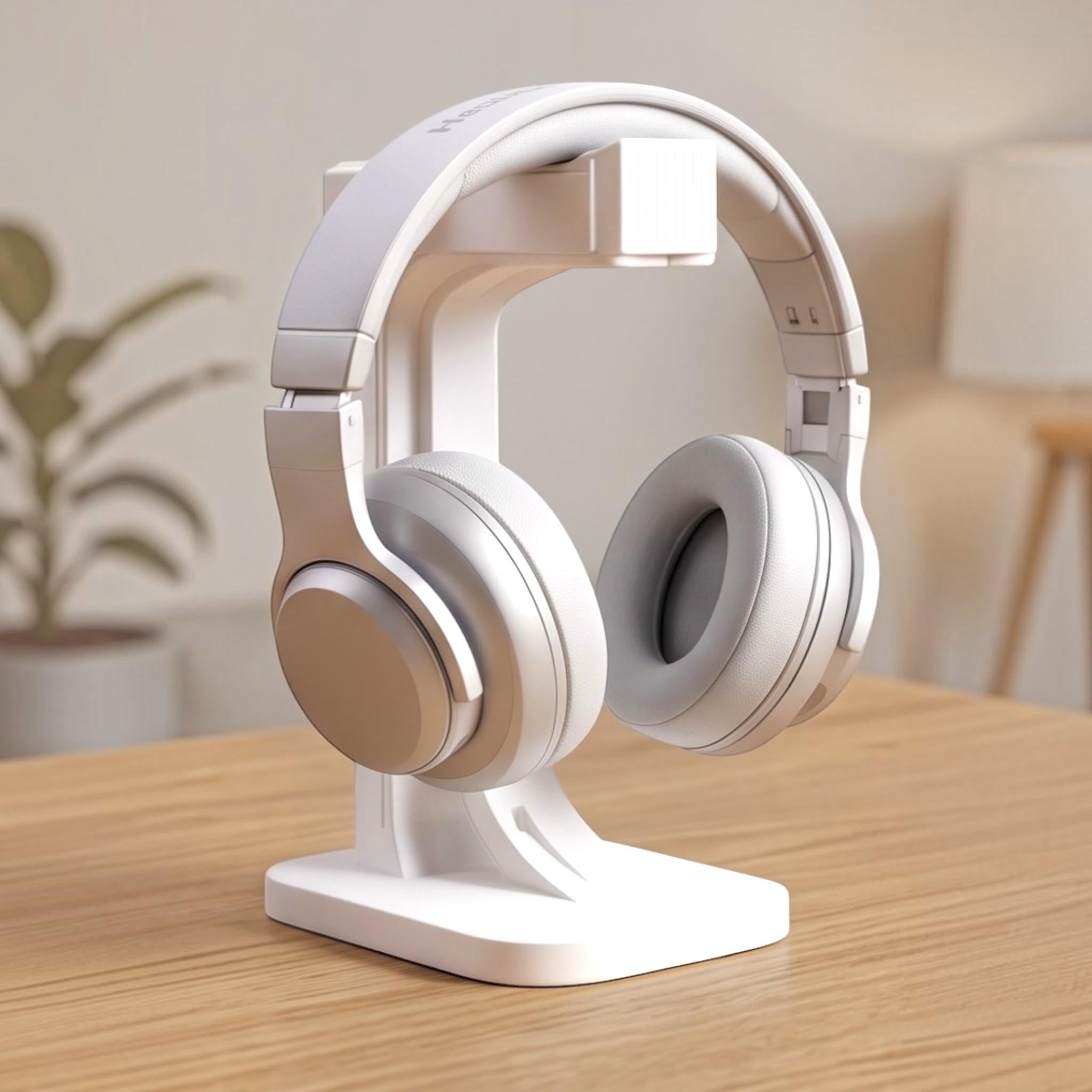 White Gaming Headset Stand – Minimalist 3D Printed Desk Organizer