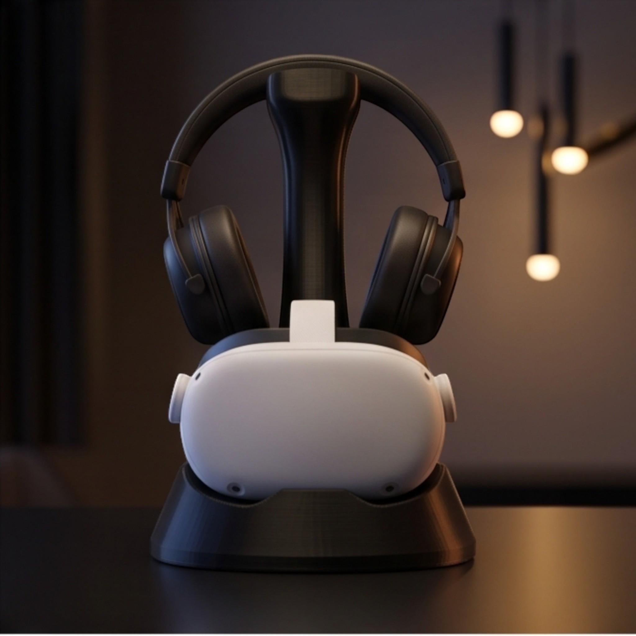 VR & Headphone Dual Stand – 3D Printed Gaming Gear Organizer