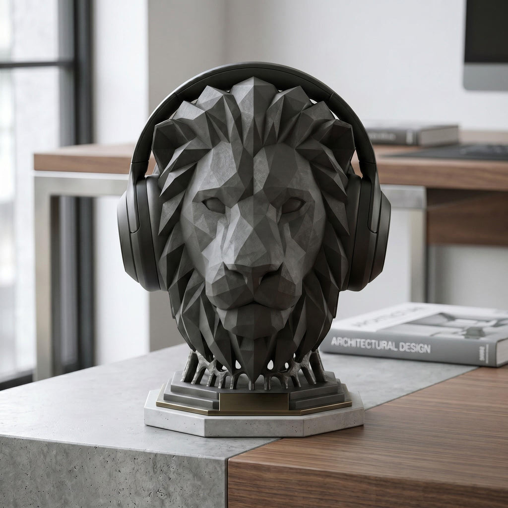 Majestic Lion Headphone Stand – 3D Printed Bold Gaming Desk Art