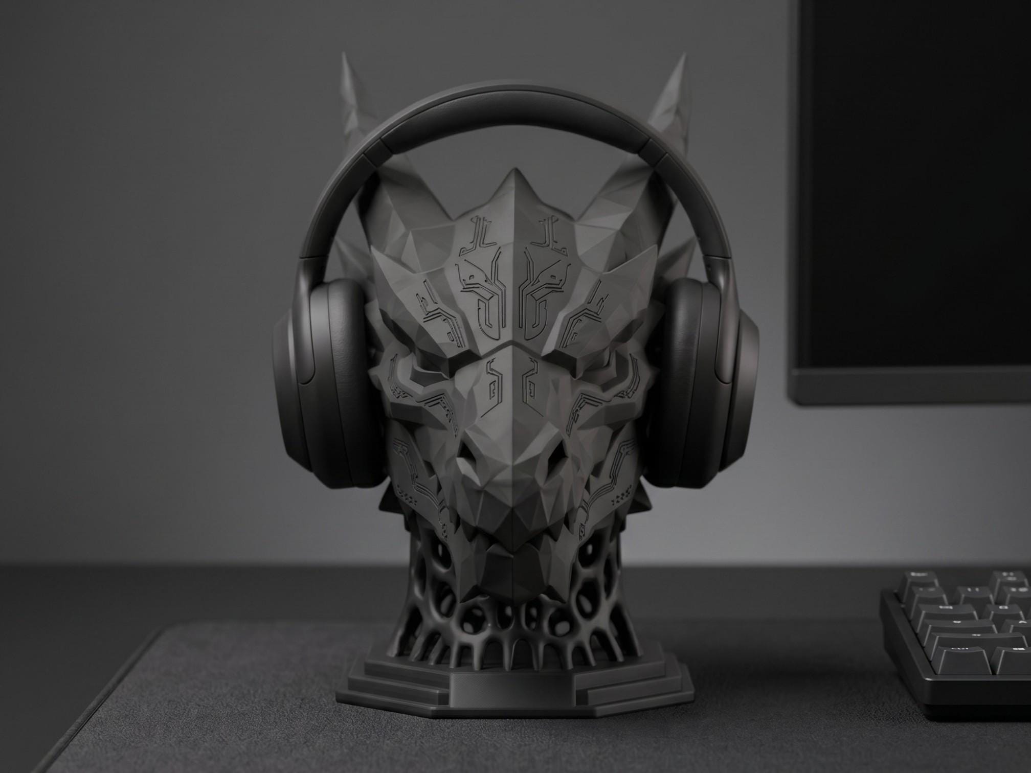Mech Dragon Headset Stand – 3D Printed Sci-Fi Gaming Desk Decor