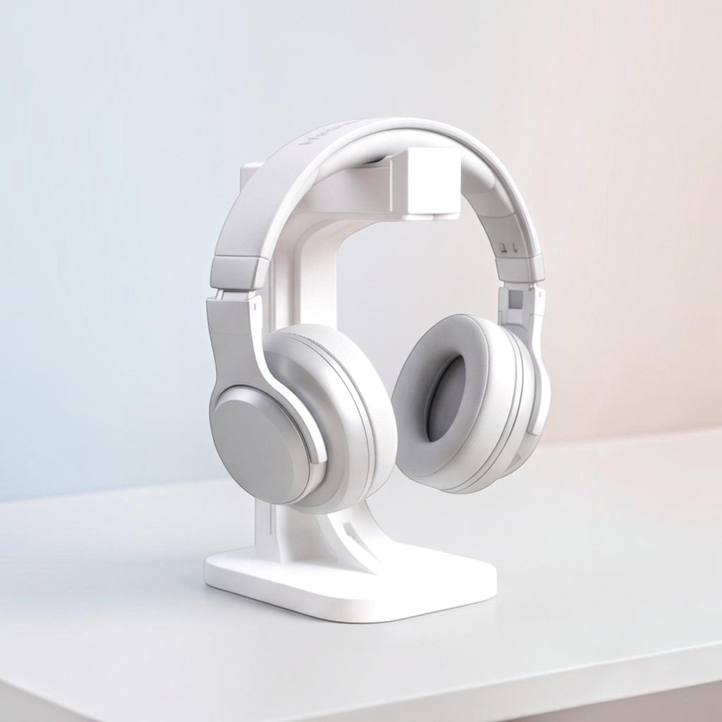 White Gaming Headset Stand – Minimalist 3D Printed Desk Organizer
