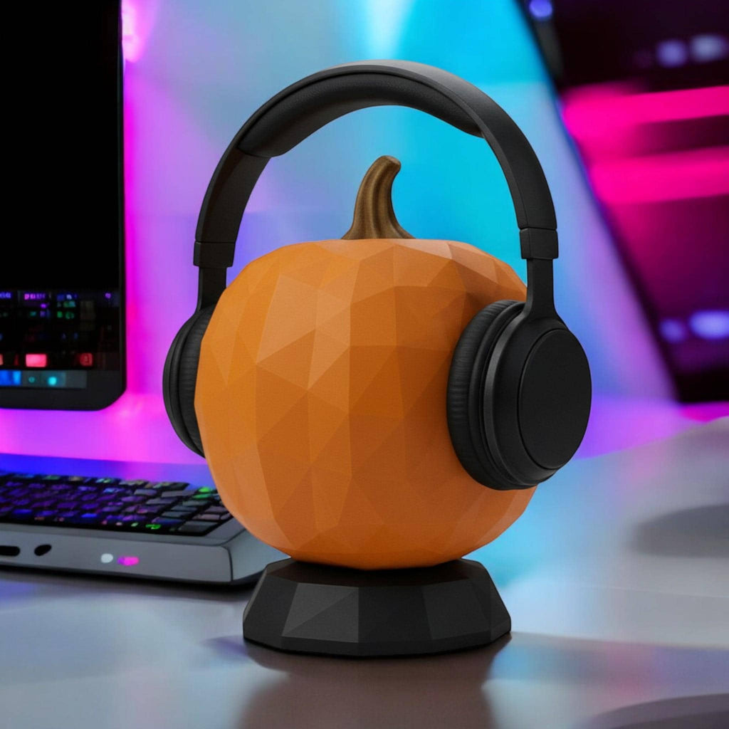 3D Printed Pumpkin Bust Headphone Stand, Halloween Gaming Decor __etsy:7327998809
