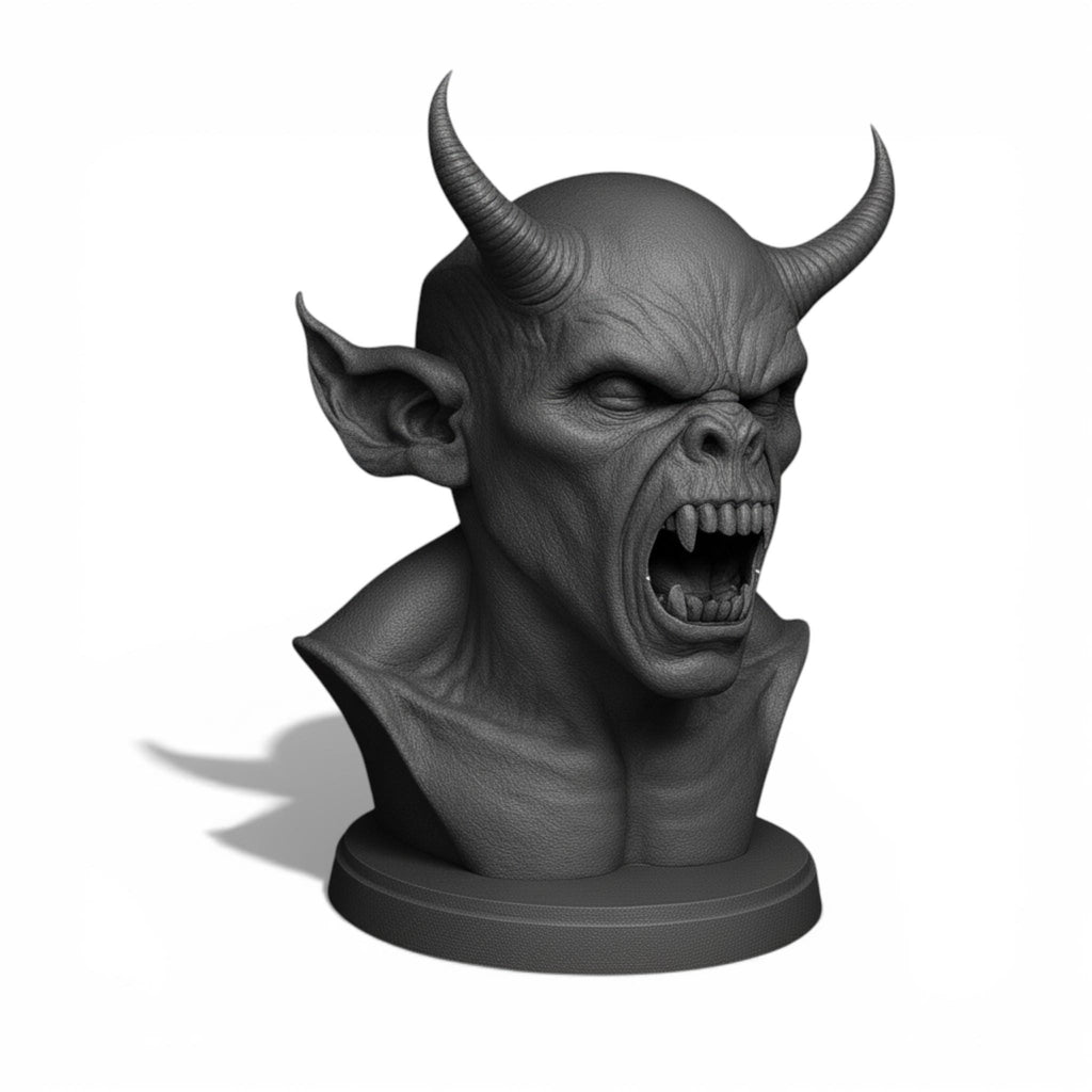 Demon Bust Headphone Stand, 3D Printed Horror Skull Holder, Gothic Gaming Desk Decor __etsy:7781138478