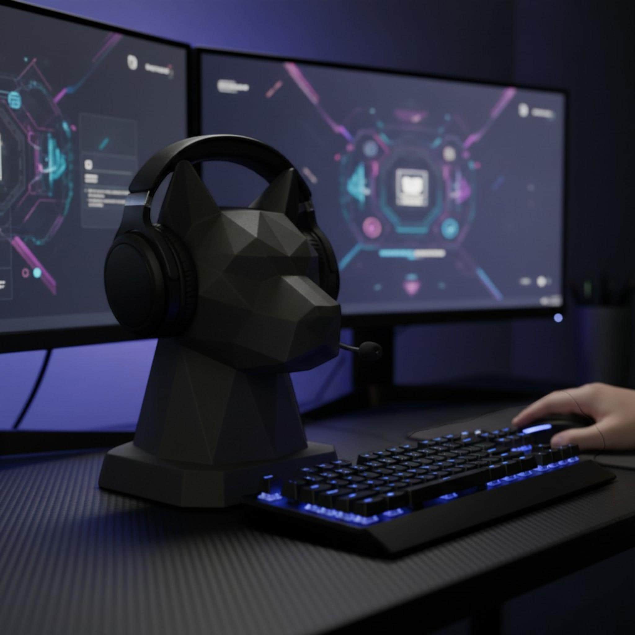 Dog Headphone Stand Geometric Desk Holder __etsy:7807776525