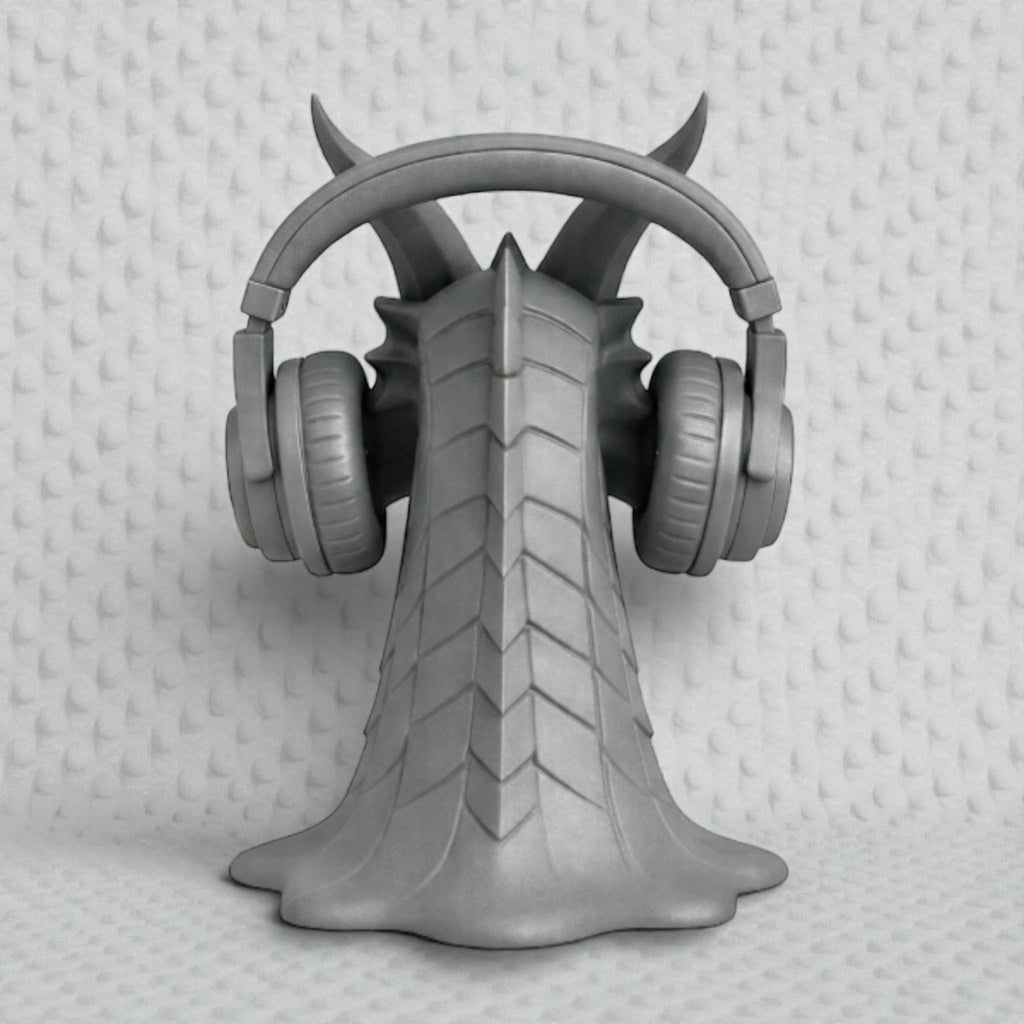 Dragon Head Headphone Stand, Gamer Room Desk Headset Holder, Fantasy Gothic 3D Printed Model __etsy:7685243103