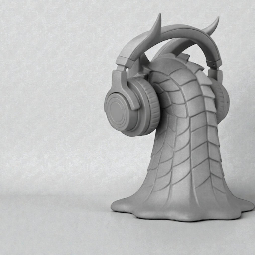 Dragon Head Headphone Stand, Gamer Room Desk Headset Holder, Fantasy Gothic 3D Printed Model __etsy:7637303762
