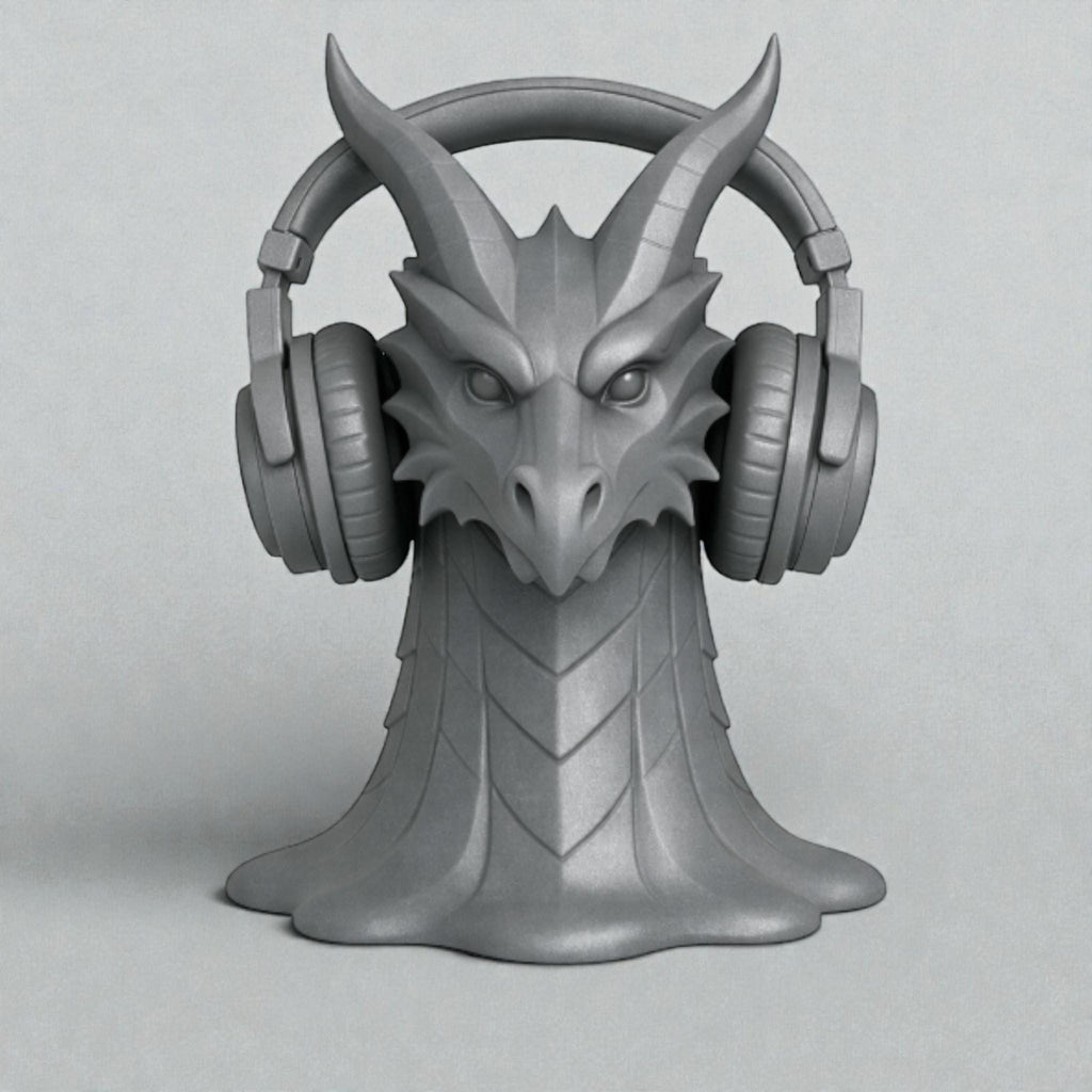 Dragon Head Headphone Stand, Gamer Room Desk Headset Holder, Fantasy Gothic 3D Printed Model __etsy:7685243101