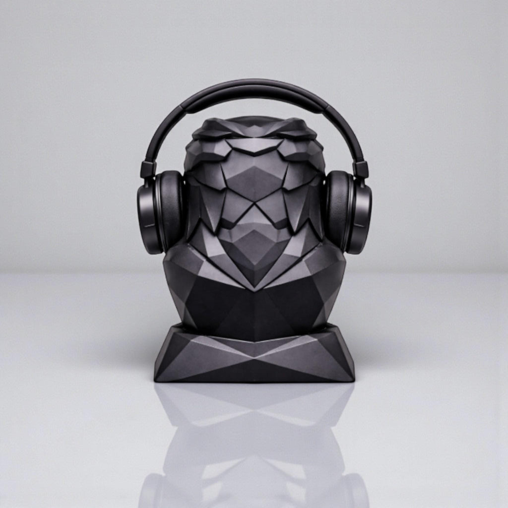 Eagle Headphone Stand, Geometric Black Desk Holder __etsy:7703364679