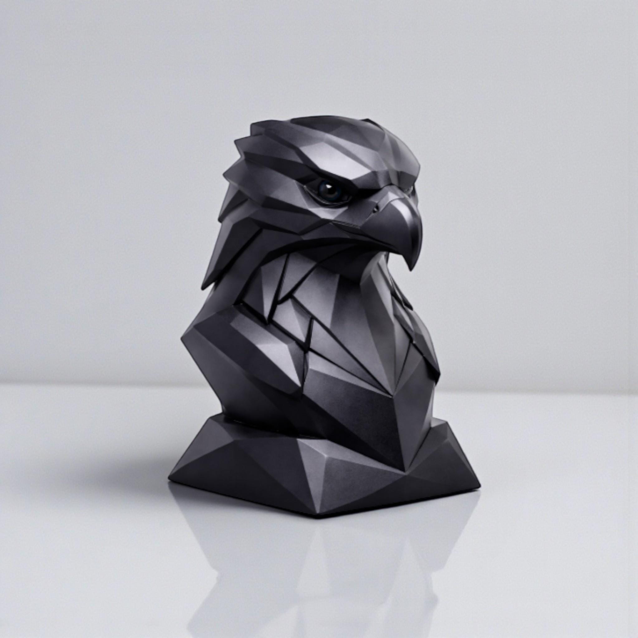 Eagle Headphone Stand, Geometric Black Desk Holder __etsy:7655417500