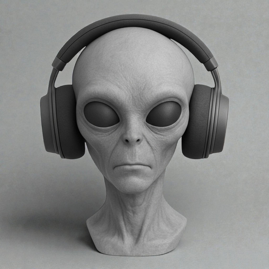 Headphone Stand Alien Bust, Sci-Fi Desk Decor __etsy:7681845931
