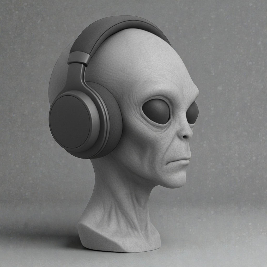 Headphone Stand Alien Bust, Sci-Fi Desk Decor __etsy:7633899724