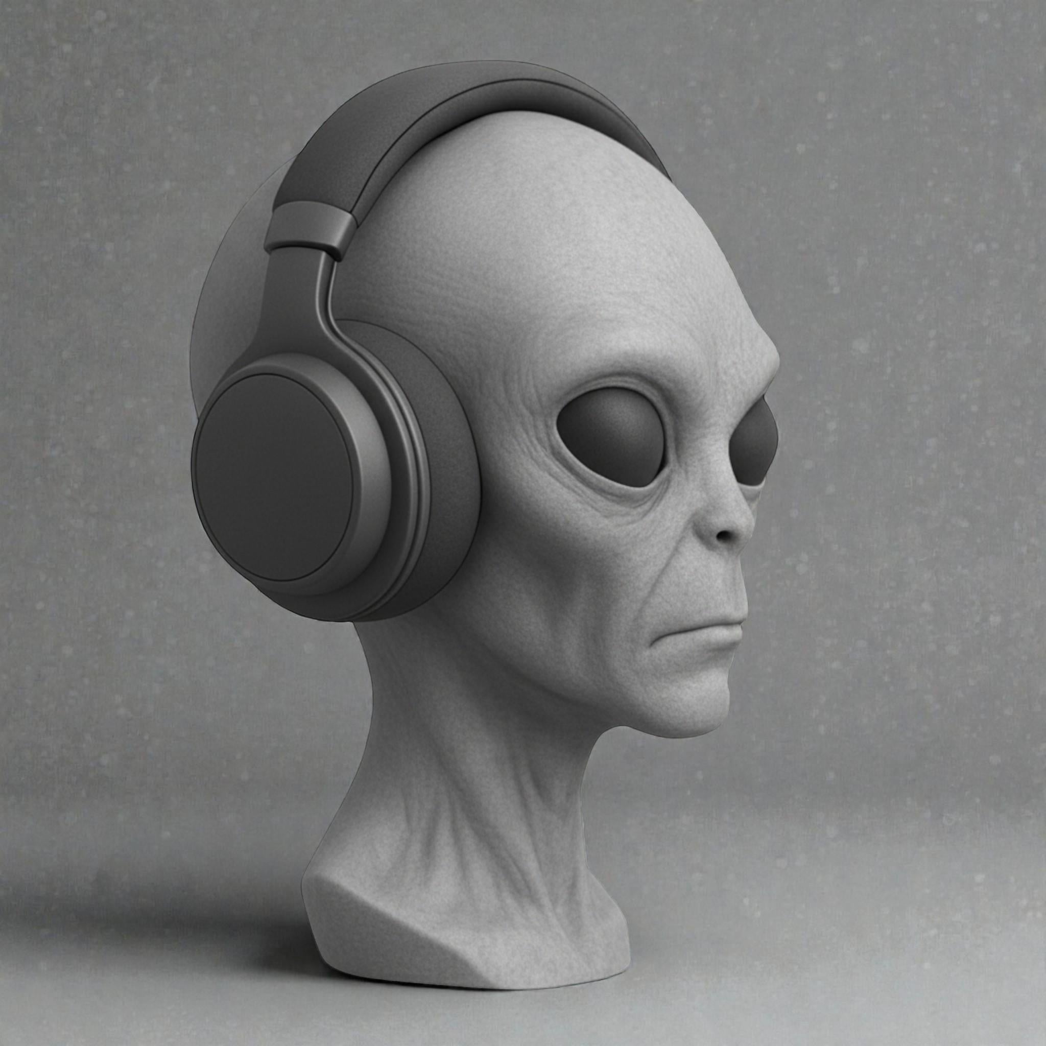 Headphone Stand Alien Bust, Sci-Fi Desk Decor __etsy:7633899724