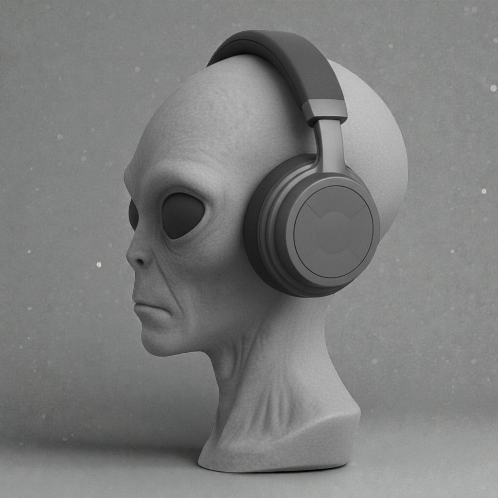 Headphone Stand Alien Bust, Sci-Fi Desk Decor __etsy:7681845935
