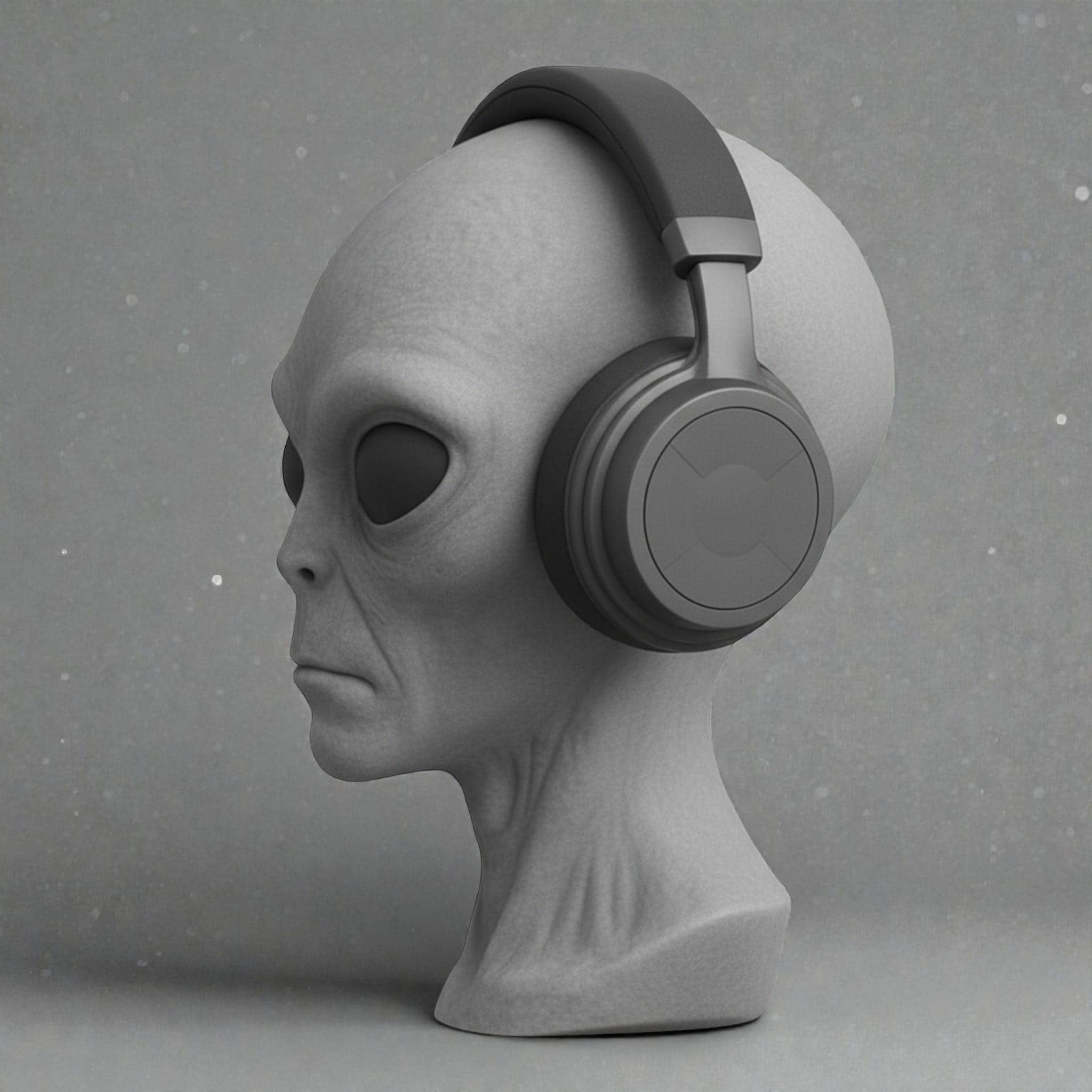 Headphone Stand Alien Bust, Sci-Fi Desk Decor __etsy:7681845935