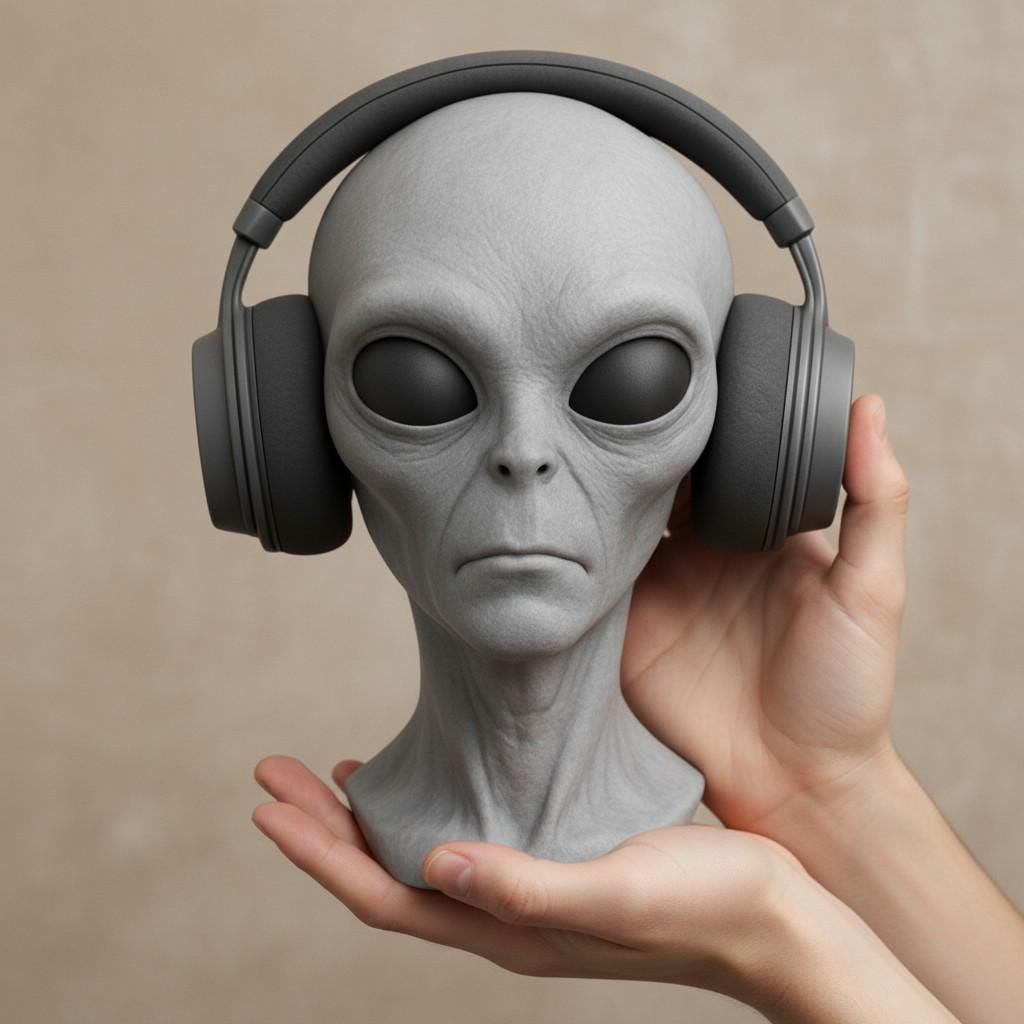 Headphone Stand Alien Bust, Sci-Fi Desk Decor __etsy:7929469316