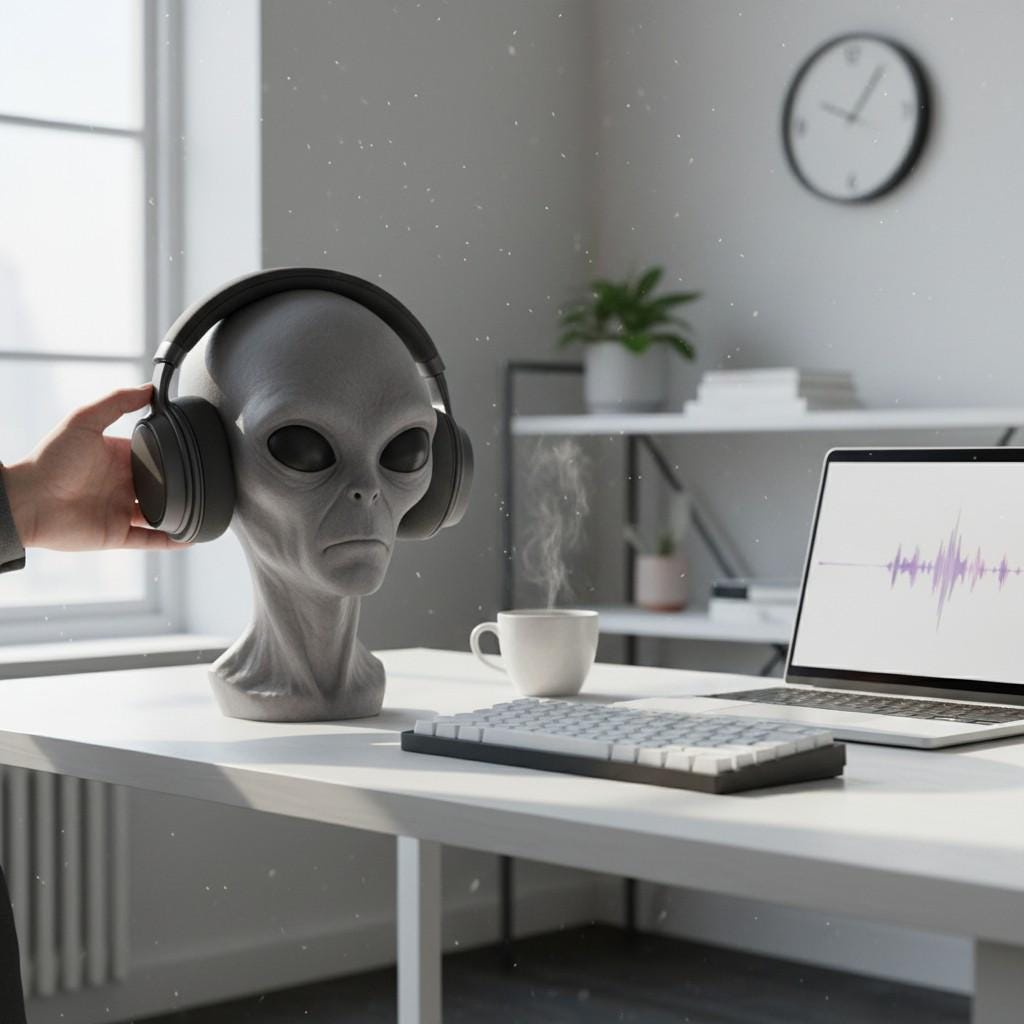 Headphone Stand Alien Bust, Sci-Fi Desk Decor __etsy:7977425877