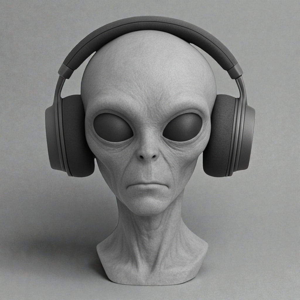 Headphone Stand Alien Bust, Sci-Fi Desk Decor __etsy:7633899722