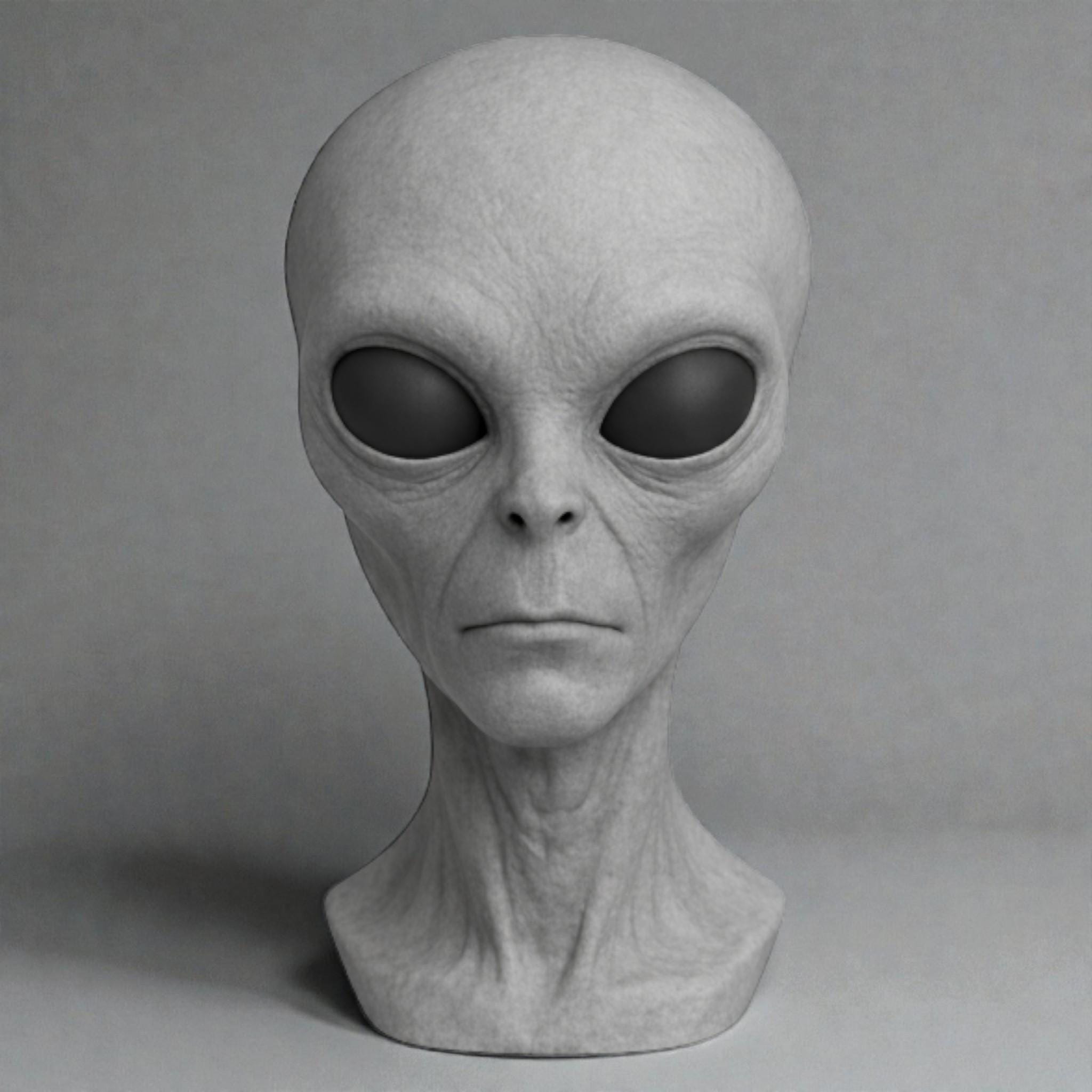 Headphone Stand Alien Bust, Sci-Fi Desk Decor __etsy:7633899632
