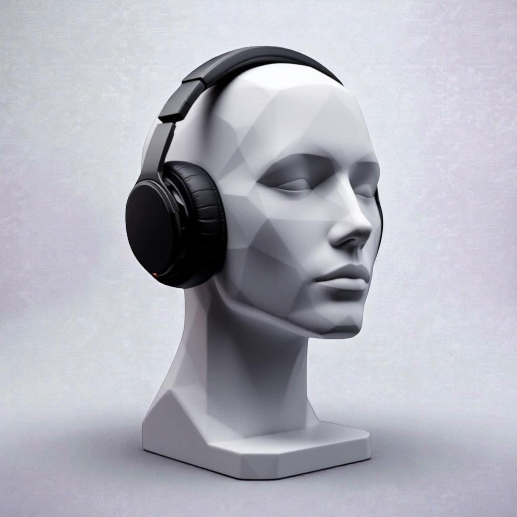 Headphone Stand Human Bust, Minimalist Modern Desk Headset Holder __etsy:7780973680