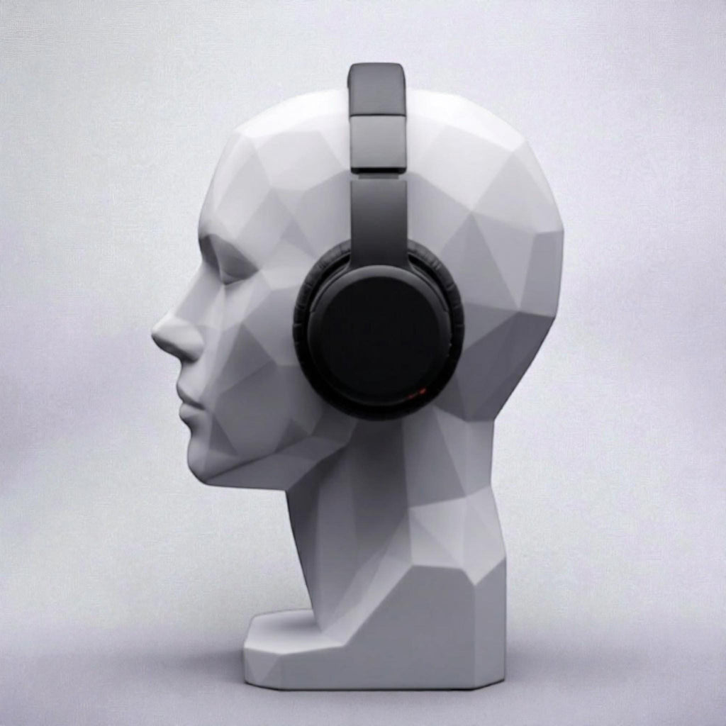 Headphone Stand Human Bust, Minimalist Modern Desk Headset Holder __etsy:7828901179