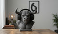 Headphone Stand Minotaur Bust, Horned Headset Holder, Mythology Gamer Desk Decor __etsy:8074377938