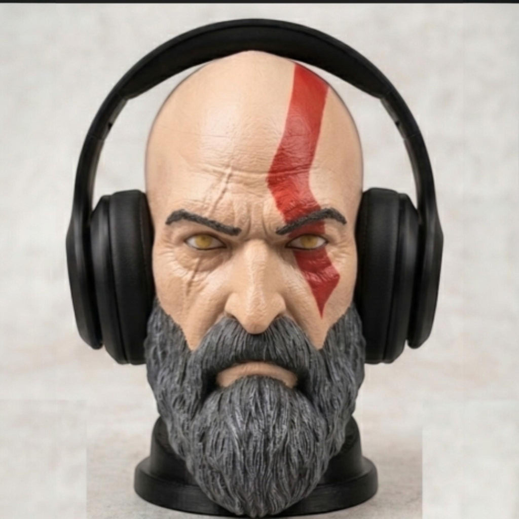 Kratos Headset Stand – God of War Bust 3D Printed Gamer Desk Decor __etsy:7904650195