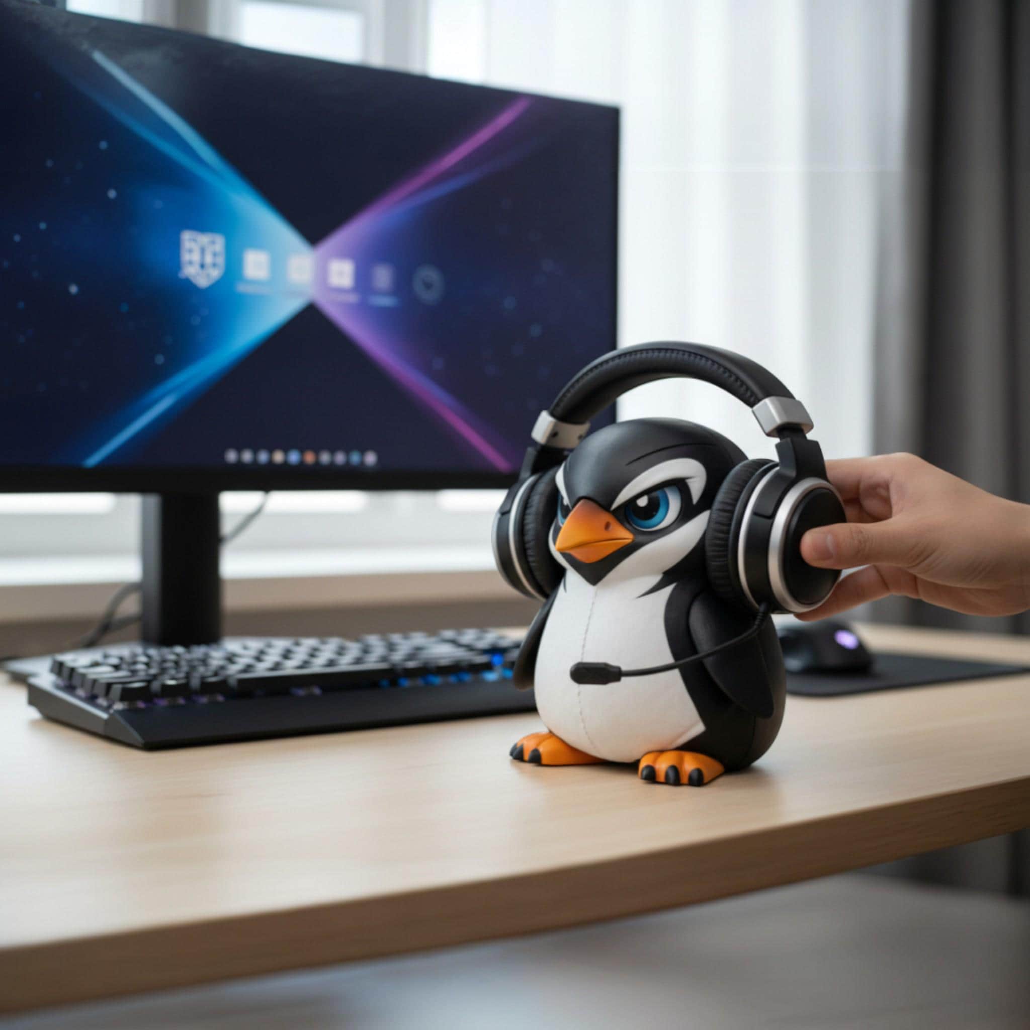 Penguin Headphone Stand, 3D Printed Headset Holder for Gaming Desk __etsy:7722522162