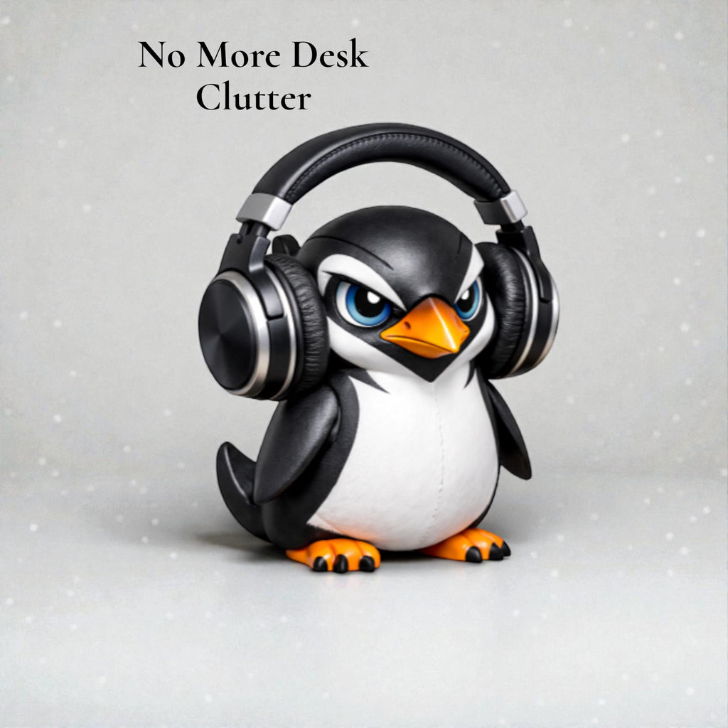 Penguin Headphone Stand, 3D Printed Headset Holder for Gaming Desk __etsy:7648154958