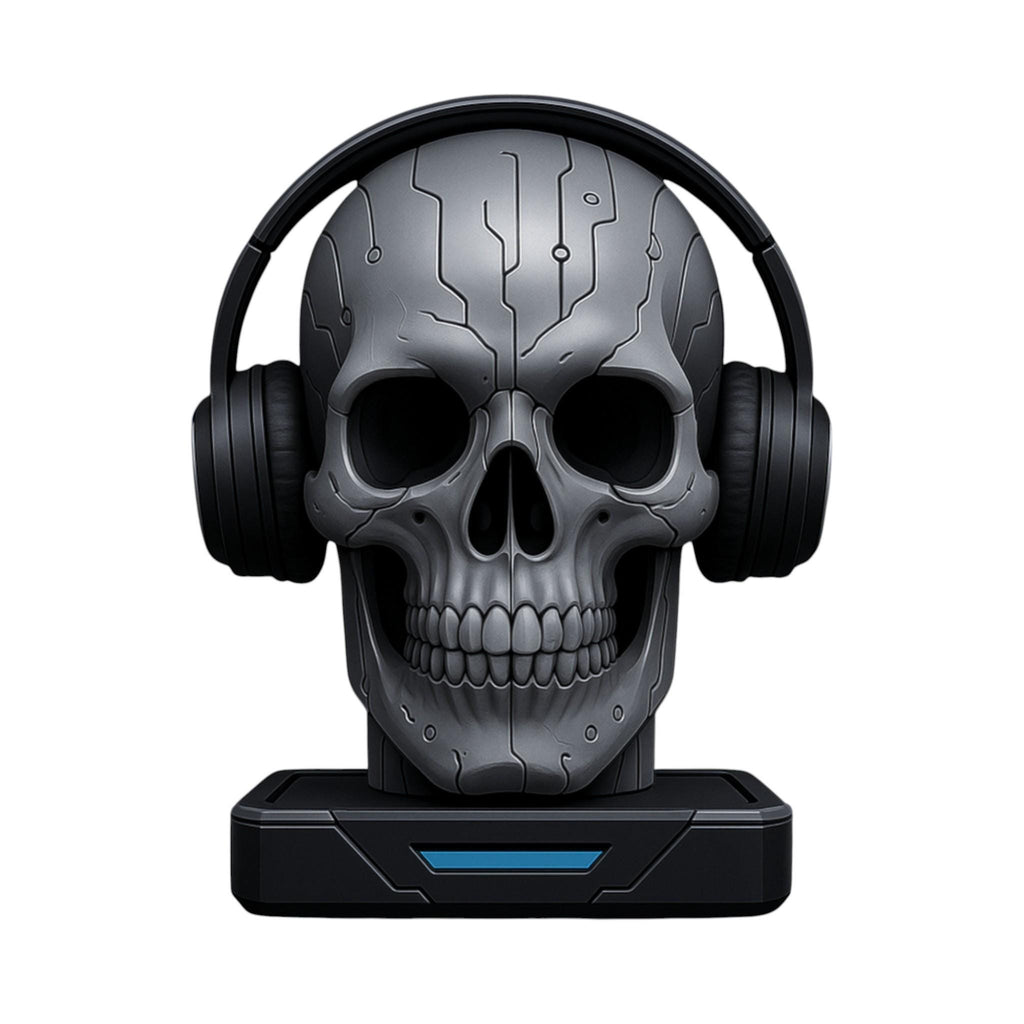 Skull Headphone Stand Gothic Desk Decor for Gaming Setup __etsy:7395812107