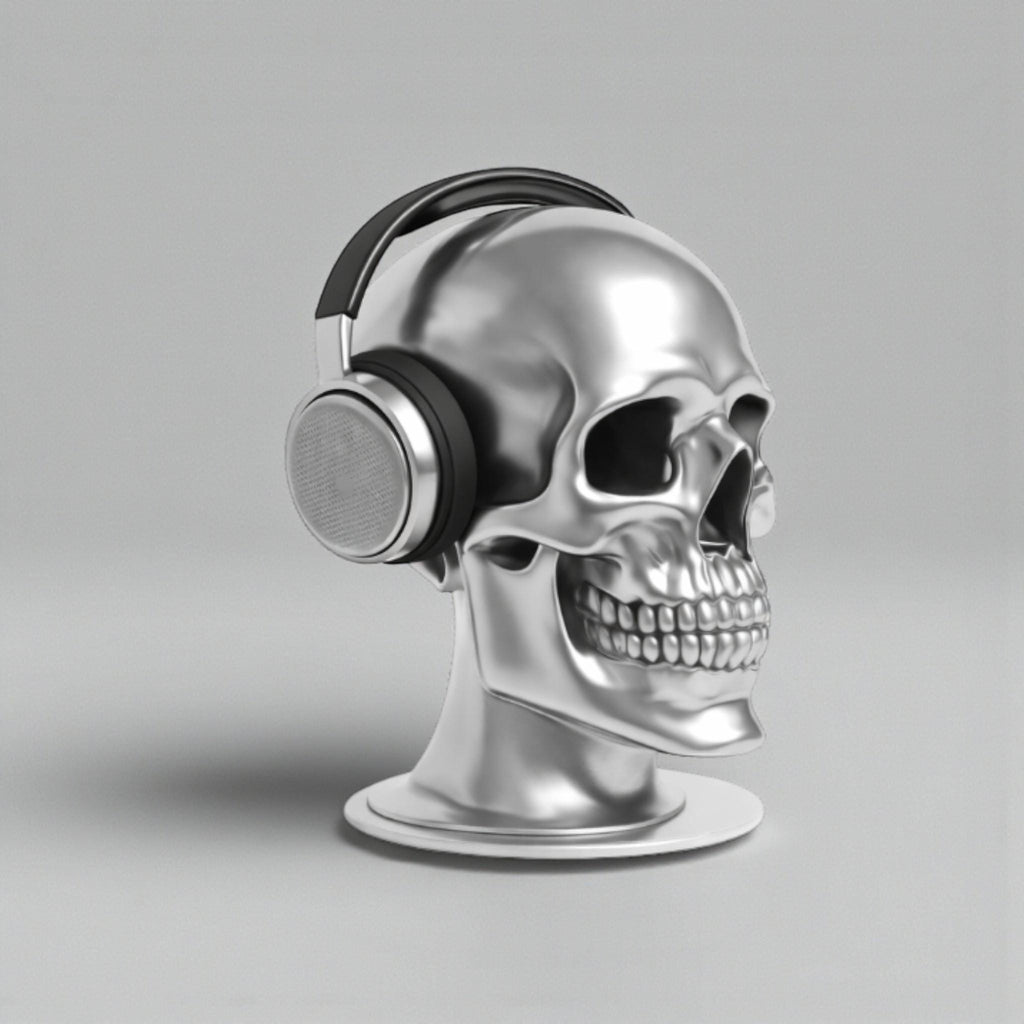 Skull Headset Headphone Stand, Gaming Desk Headphone Hanger and Organizer, Gothic Gamer Desktop Accessory __etsy:7828947589