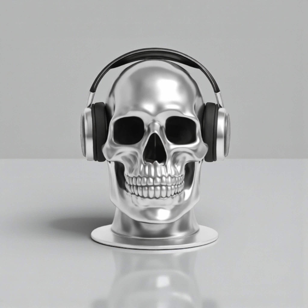 Skull Headset Headphone Stand, Gaming Desk Headphone Hanger and Organizer, Gothic Gamer Desktop Accessory __etsy:7781019034
