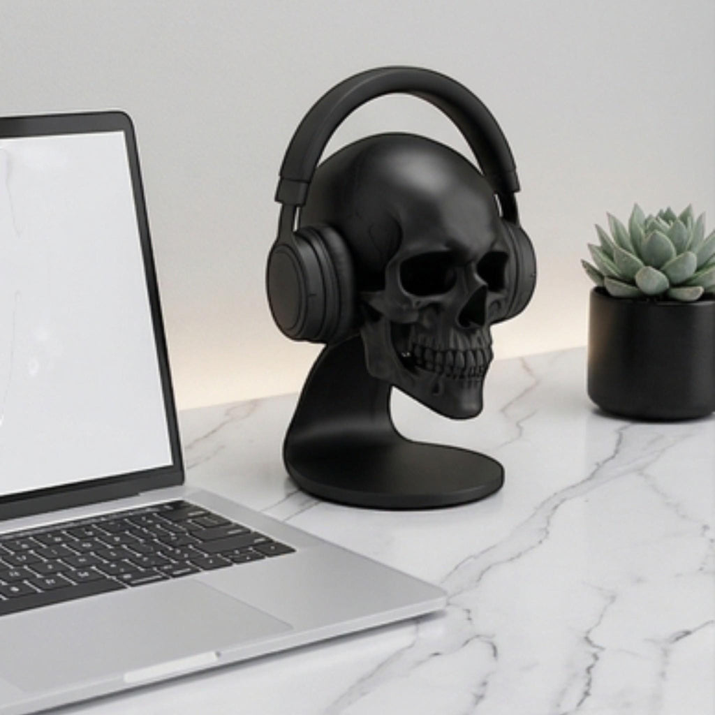 Skull Headset Stand, Gaming Desktop Organizer, Gothic Room Decor __etsy:7835509980